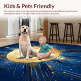Ultra Soft Area Rug, Non Slip, Stain Resistant, Washable Area Rugs for Living Room, Bedroom, Radiant Solar Lunar Fusion Art(Gold)