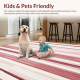 Ultra Soft Area Rug, Non Slip, Stain Resistant, Washable Area Rugs for Living Room, Bedroom, Boho Striped(Pink)