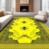Ultra Soft Area Rug, Non Slip, Stain Resistant, Washable Area Rugs for Living Room, Bedroom, Youthful Bee-Themed Geometric Style(Yellow)