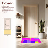 Ultra Soft Area Rug, Non Slip, Stain Resistant, Washable Area Rugs for Living Room, Bedroom, Funky Eighties Inspired Watercolor(Pink)