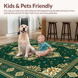 Ultra Soft Area Rug, Non Slip, Stain Resistant, Washable Area Rugs for Living Room, Bedroom, Cultural Vibrant Floral Embroidery(Green)
