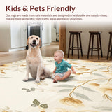Ultra Soft Area Rug, Non Slip, Stain Resistant, Washable Area Rugs for Living Room, Bedroom, Modern Beige Area Abstract Floral Design(Beige)
