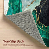 Ultra Soft Area Rug, Non Slip, Stain Resistant, Washable Area Rugs for Living Room, Bedroom, Sleek Emerald Marble Motif(Green)