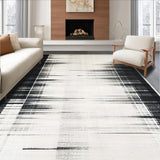 Ultra Soft Area Rug, Non Slip, Stain Resistant, Washable Area Rugs for Living Room, Bedroom, Inkwell Stripe: Casual Cotton Rug, Graphic Black and White Lines(Black)