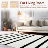 Ultra Soft Area Rug, Non Slip, Stain Resistant, Washable Area Rugs for Living Room, Bedroom, Chic Urban Stripe Rug Featuring Clean Parallel Lines Contemporary Graphic Design(Black)