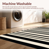 Ultra Soft Area Rug, Non Slip, Stain Resistant, Washable Area Rugs for Living Room, Bedroom, Stylish Black & Beige Area Woven Stripe Design(Black)