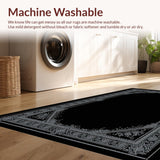 Ultra Soft Area Rug, Non Slip, Stain Resistant, Washable Area Rugs for Living Room, Bedroom, Gothic Silhouette Black Elegance(Gray)