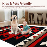 Ultra Soft Area Rug, Non Slip, Stain Resistant, Washable Area Rugs for Living Room, Bedroom, Elegant Southwest Inspired Aesthetic(Black)