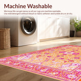 Ultra Soft Area Rug, Non Slip, Stain Resistant, Washable Area Rugs for Living Room, Bedroom, Chic Warm Toned Flower Pattern(Yellow)