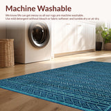 Ultra Soft Area Rug, Non Slip, Stain Resistant, Washable Area Rugs for Living Room, Bedroom, Elegant Abstract Lattice Design(Blue)