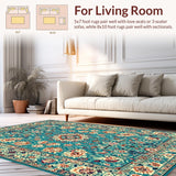 Ultra Soft Area Rug, Non Slip, Stain Resistant, Washable Area Rugs for Living Room, Bedroom, Elegant Pastel Floral Composition(Blue)
