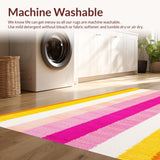 Ultra Soft Area Rug, Non Slip, Stain Resistant, Washable Area Rugs for Living Room, Bedroom, Whimsical Colorful Rainbow Motif(Yellow)