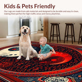 Ultra Soft Area Rug, Non Slip, Stain Resistant, Washable Area Rugs for Living Room, Bedroom, Chinese Ba-gua Living Room Non-Slip Carpet(Red)
