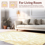 Ultra Soft Area Rug, Non Slip, Stain Resistant, Washable Area Rugs for Living Room, Bedroom, Transitional Area Indoor Elegant Distressed(White)