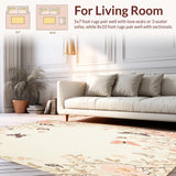 Ultra Soft Area Rug, Non Slip, Stain Resistant, Washable Area Rugs for Living Room, Bedroom, Fluttering Meadow Area Whimsical Insect Print for Playful Spaces(Beige)