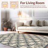 Ultra Soft Area Rug, Non Slip, Stain Resistant, Washable Area Rugs for Living Room, Bedroom, Rustic Charcoal Tiled Motif(Beige)