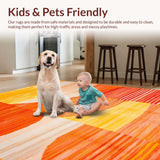 Ultra Soft Area Rug, Non Slip, Stain Resistant, Washable Area Rugs for Living Room, Bedroom, Artistic Flowing Curve Composition(Orange)