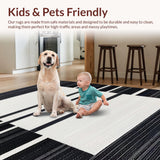 Ultra Soft Area Rug, Non Slip, Stain Resistant, Washable Area Rugs for Living Room, Bedroom, Modern Linear Spectrum Runner Rug with Alternating Bold and Narrow Stripes(Black)