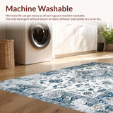 Ultra Soft Area Rug, Non Slip, Stain Resistant, Washable Area Rugs for Living Room, Bedroom, Rustic Distressed Tiled Design(White)