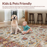Ultra Soft Area Rug, Non Slip, Stain Resistant, Washable Area Rugs for Living Room, Bedroom, Elegant Earthy Floral Aesthetic(Gray)