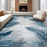 Ultra Soft Area Rug, Non Slip, Stain Resistant, Washable Area Rugs for Living Room, Bedroom, Tropical Leaf Vintage Elegance(Blue)
