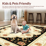 Black and Beige Oriental with Intricate Medallion Scrollwork(Beige)