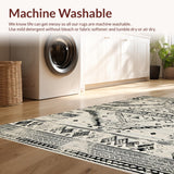 Ultra Soft Area Rug, Non Slip, Stain Resistant, Washable Area Rugs for Living Room, Bedroom, Vintage Geometric Black Tones(Gray)