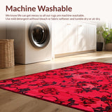 Ultra Soft Area Rug, Non Slip, Stain Resistant, Washable Area Rugs for Living Room, Bedroom, Sleek Minimalist Petal Design(Red)