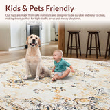 Ultra Soft Area Rug, Non Slip, Stain Resistant, Washable Area Rugs for Living Room, Bedroom, Margot Antique Neutral Ivory Area With Boho Inspired(Beige)