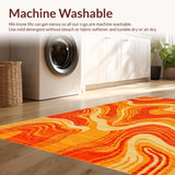 Ultra Soft Area Rug, Non Slip, Stain Resistant, Washable Area Rugs for Living Room, Bedroom, Retro-Inspired Colorful Wave Pattern(Orange)