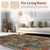 Ultra Soft Area Rug, Non Slip, Stain Resistant, Washable Area Rugs for Living Room, Bedroom, Charming Soft Textured Mosaic Pattern(Brown)