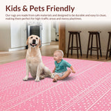 Ultra Soft Area Rug, Non Slip, Stain Resistant, Washable Area Rugs for Living Room, Bedroom, Lush Candy-Colored Modern Appeal(Pink)