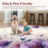 Ultra Soft Area Rug, Non Slip, Stain Resistant, Washable Area Rugs for Living Room, Bedroom, Whimsical Floral Brushstroke Creation(Purple)