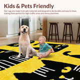 Ultra Soft Area Rug, Non Slip, Stain Resistant, Washable Area Rugs for Living Room, Bedroom, Cozy Celestial Inspired Design(Yellow)