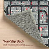 Ultra Soft Area Rug, Non Slip, Stain Resistant, Washable Area Rugs for Living Room, Bedroom, Interactive Urban Roadway Aesthetic(Gray)