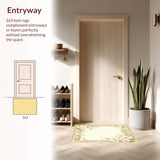 Ultra Soft Area Rug, Non Slip, Stain Resistant, Washable Area Rugs for Living Room, Bedroom, Neutral Floral Area for Home Office(Beige)