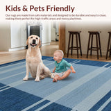 Ultra Soft Area Rug, Non Slip, Stain Resistant, Washable Area Rugs for Living Room, Bedroom, Rustic Symmetrical Blue Touch(Blue)