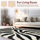 Ultra Soft Area Rug, Non Slip, Stain Resistant, Washable Area Rugs for Living Room, Bedroom, Exotic Zebra Print Entryway Runner Rug(Black)