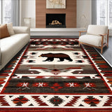 Ultra Soft Area Rug, Non Slip, Stain Resistant, Washable Area Rugs for Living Room, Bedroom, Brown Wildlife Bear Lodge Area Carpet(Red)