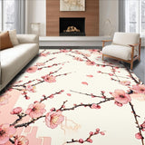 Ultra Soft Area Rug, Non Slip, Stain Resistant, Washable Area Rugs for Living Room, Bedroom, Elegant Cherry Blossom Bath With Floral Design For Shower Space(Pink)