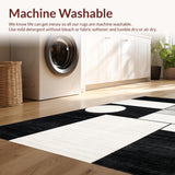Ultra Soft Area Rug, Non Slip, Stain Resistant, Washable Area Rugs for Living Room, Bedroom, Bold Vintage-inspired Graphic Layout(Black)