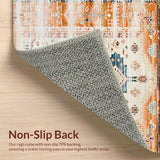 Ultra Soft Area Rug, Non Slip, Stain Resistant, Washable Area Rugs for Living Room, Bedroom, Minimalist Bright Geometric Elements(Orange)