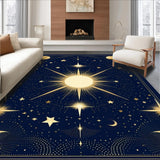 Ultra Soft Area Rug, Non Slip, Stain Resistant, Washable Area Rugs for Living Room, Bedroom, Whimsical Starry Night Imagery(Black)