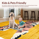 Ultra Soft Area Rug, Non Slip, Stain Resistant, Washable Area Rugs for Living Room, Bedroom, Vibrant Yellow Animal Motif(Gold)