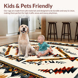 Ultra Soft Area Rug, Non Slip, Stain Resistant, Washable Area Rugs for Living Room, Bedroom, Farmhouse Tribal Low Pile Living Room Carpet(Beige)