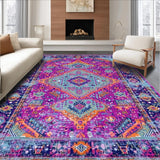 Ultra Soft Area Rug, Non Slip, Stain Resistant, Washable Area Rugs for Living Room, Bedroom, Bold Modern Geometric Layout(Purple)