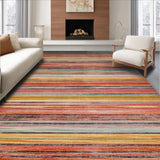Ultra Soft Area Rug, Non Slip, Stain Resistant, Washable Area Rugs for Living Room, Bedroom, Modern Eclectic Stripe Arrangement(Red)