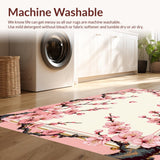 Ultra Soft Area Rug, Non Slip, Stain Resistant, Washable Area Rugs for Living Room, Bedroom, Whimsical Spring Blossom Arrangement(Pink)