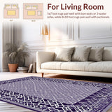 Ultra Soft Area Rug, Non Slip, Stain Resistant, Washable Area Rugs for Living Room, Bedroom, Artful Purple Symmetrical Design(Purple)