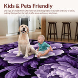 Ultra Soft Area Rug, Non Slip, Stain Resistant, Washable Area Rugs for Living Room, Bedroom, Rustic Purple Blossom Pattern(Purple)
